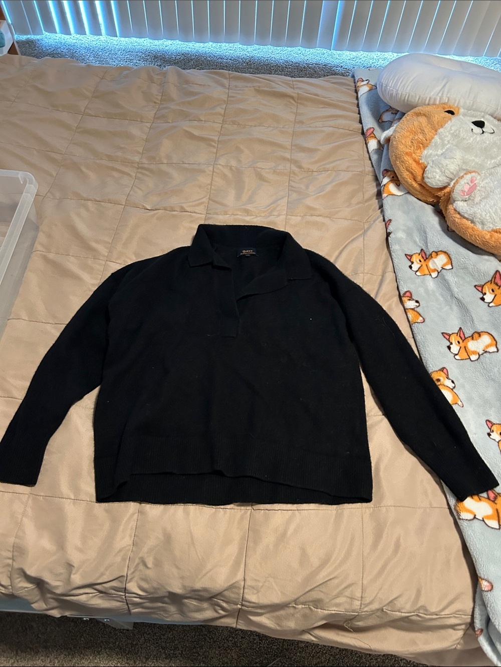 Quince Black Cowl Neck Sweater
